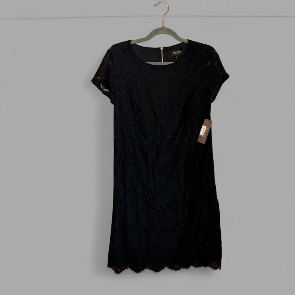 Laundry By Shelli Segal Black Lace Short Sleeve Mini Dress Size 6